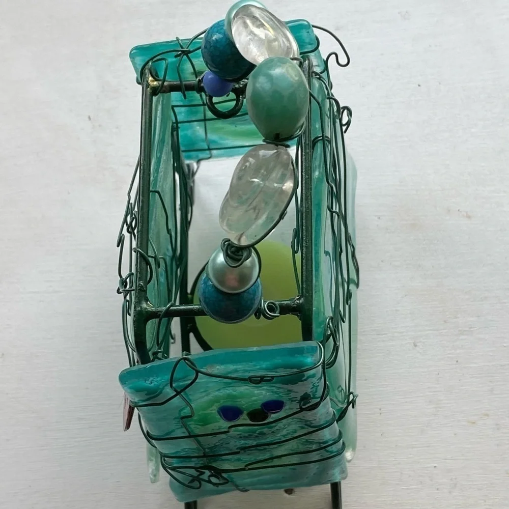 Turquoise Blown Glass  TEA CANDLE HOLDER